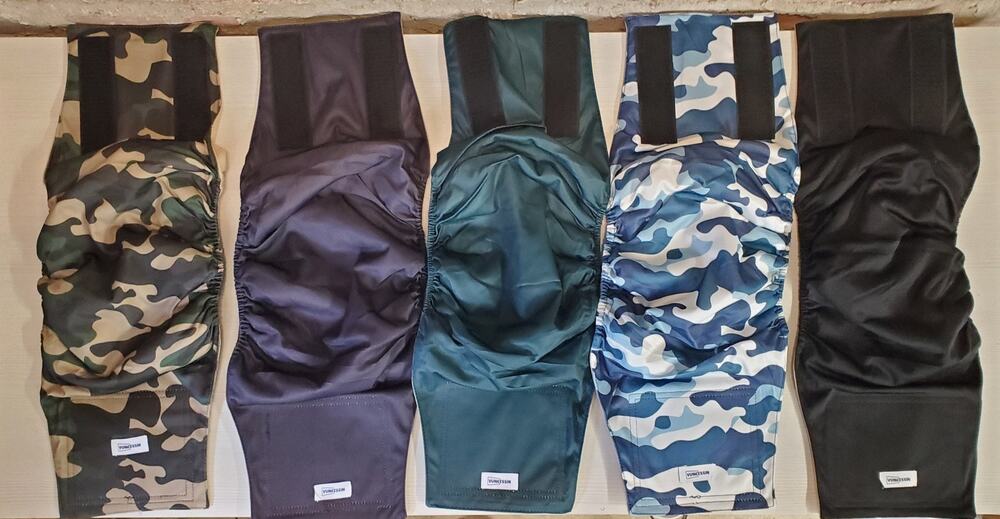 DOGGOOD Male Dog Wraps L Belly Bands Reusable Washable Lot 5 Camo Colors